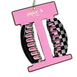 NWT ⚜️🖤⚜️ Piper K Gorgeous Black & White Hair Claw Clips Set of 2